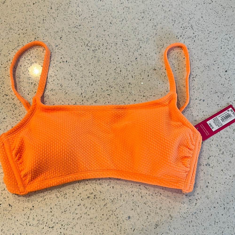 Orange bikini top with clasp. Size D/DD